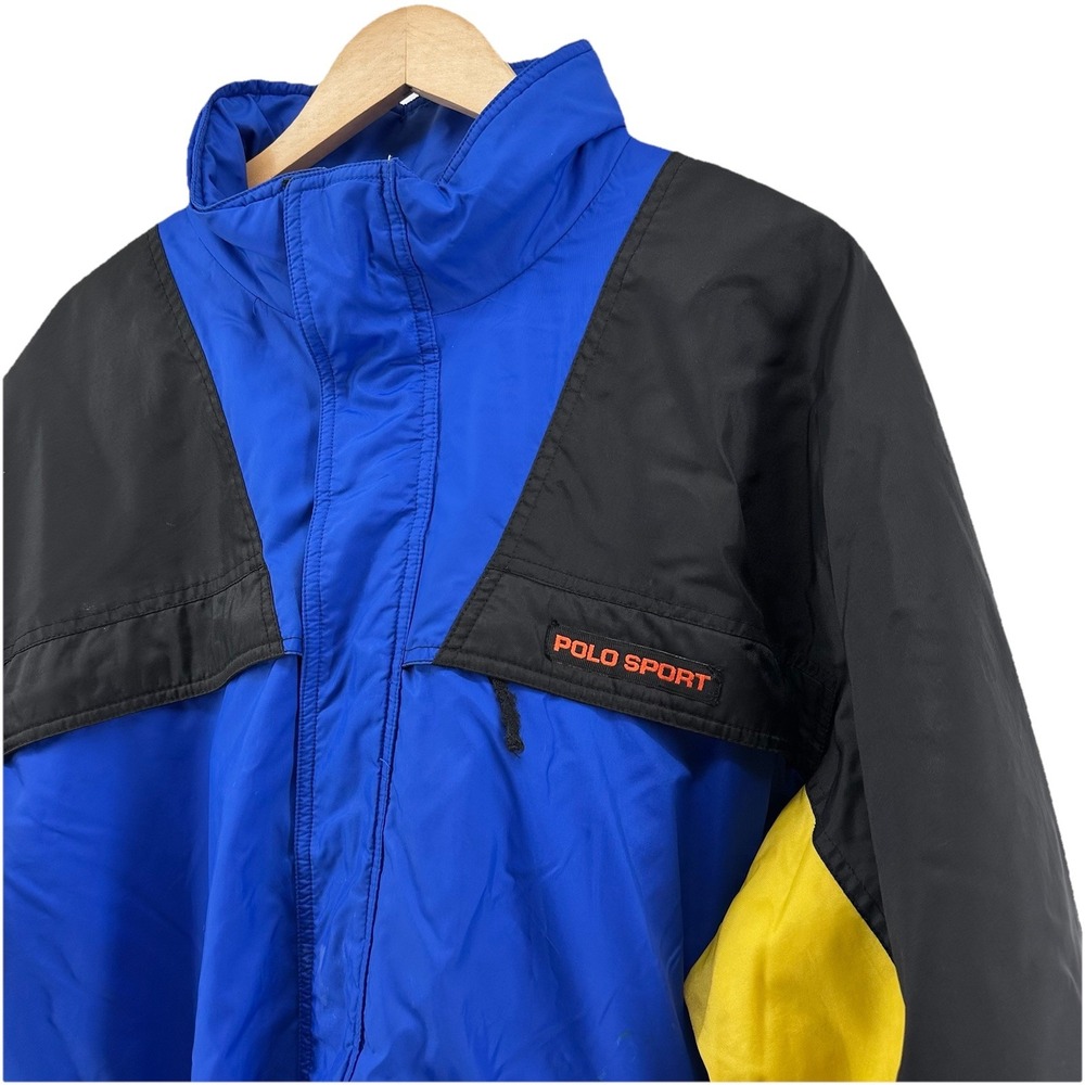 Vintage Polo Sport Ralph Lauren Colorblock Jacket Blue Black Yellow Mens‎ XL 90s